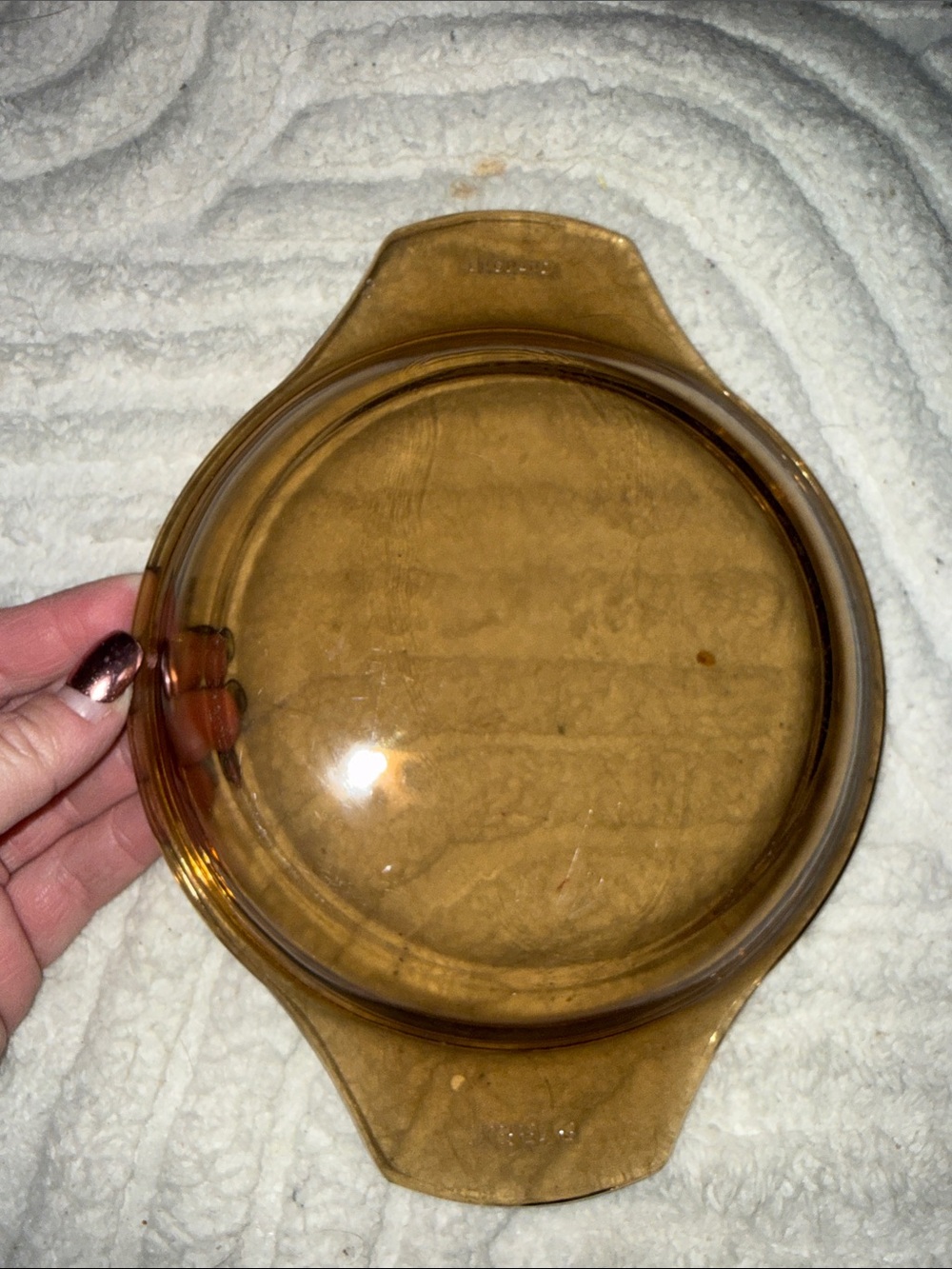 Pyrex vintage England Amber Glass Baking Dish lid with Handles - 8C